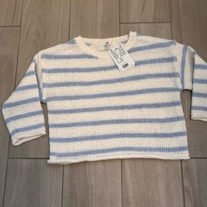 H&M Blue and White Striped Sweater girls 3-4